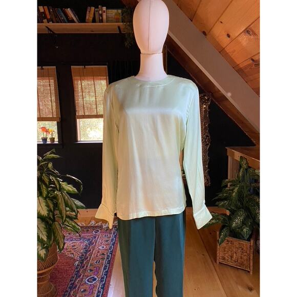 Escada Silk Blouse Green Vintage - Picture 6 of 6